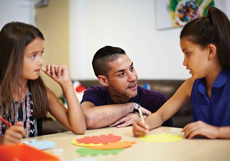 Creative discussions and activities build children’s self-esteem and give them a better insight into their parents’ conditions. Picture: © 2013 NSPCC – all rights reserved. Photograph by Jon Challicom, posed by models