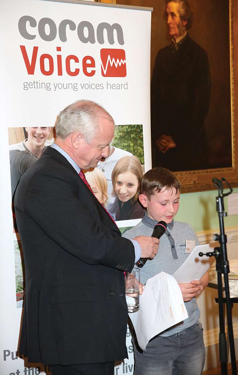 Winners and runners up of Coram’s Voices competition read out their entries during the awards ceremony