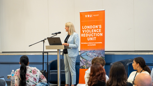 Lib Peck speaks at an event sharing best practice for embedding the inclusion charter. Picture: London VRU