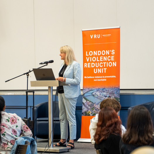 Lib Peck speaks at an event sharing best practice for embedding the inclusion charter. Picture: London VRU
