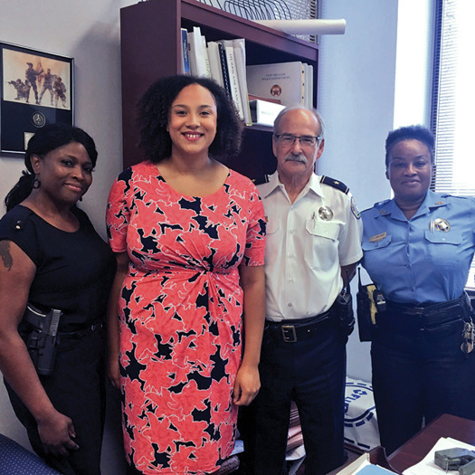 Samantha Jury-Dada (second from left) met professionals in US gang intervention