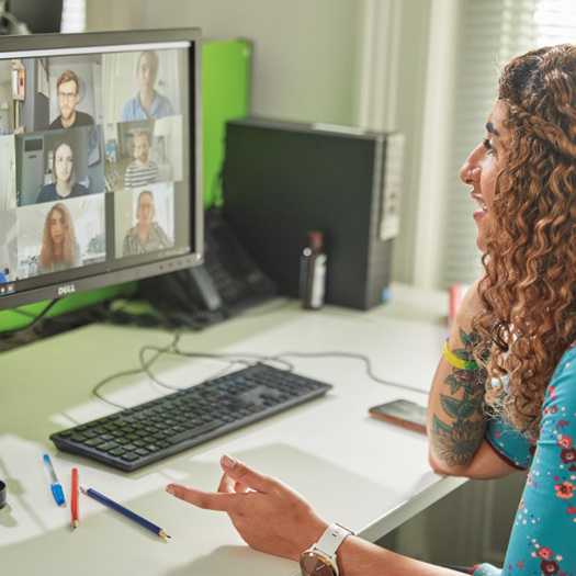 Many professionals have successfully used technology to communicate during the pandemic, found the NSPCC, which suggests virtual delivery could enhance services. Picture: Image copyright of NSPCC. Photography by Tom Hull. The NSPCC practitioner is Da