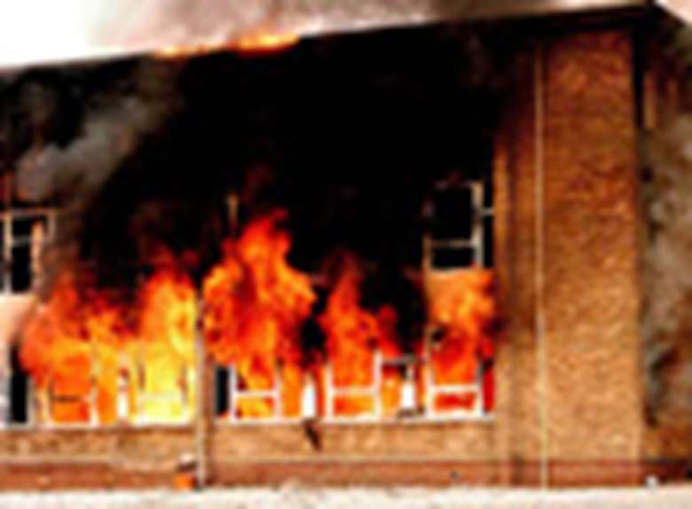 A burning building