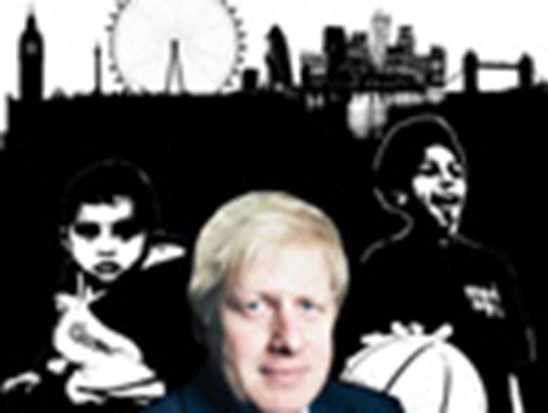 Boris Johnson and London silhouette