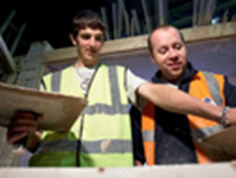 Young man at A4E learning construction skills. Credit: Vicky Matthers/Icon Photomedia