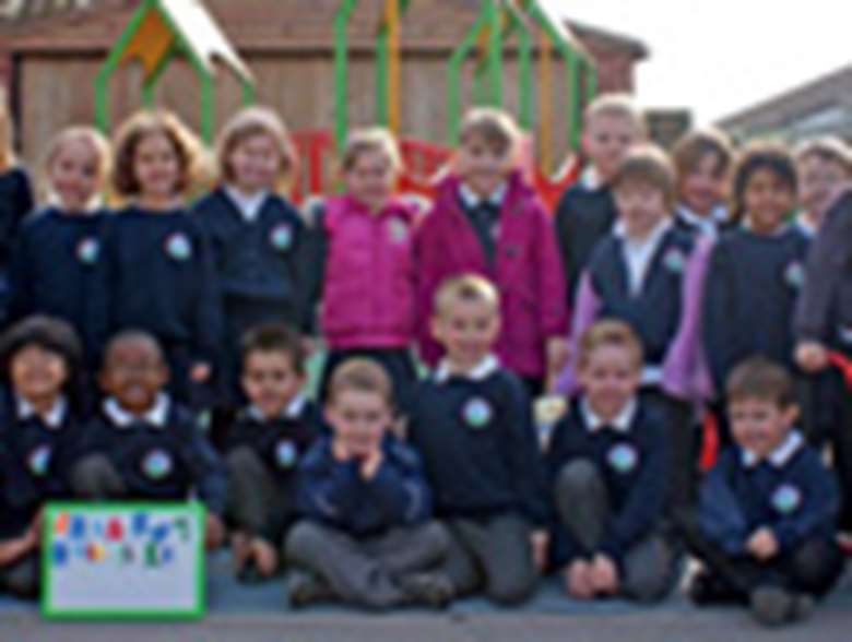 Children standing together in the playground