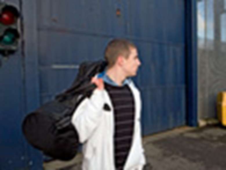 Young offender leaving prison. Credit: Becky Nixon. Posed by model.