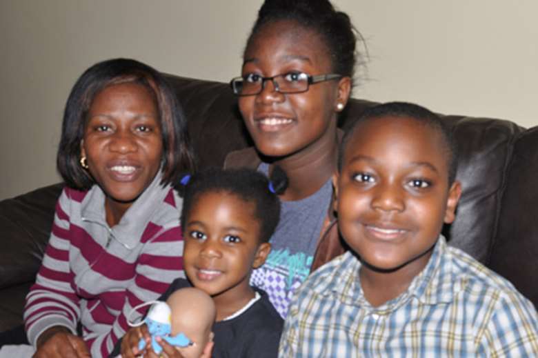 Sean, Chuko, Tosin, Esther and Olaja: one of the UK families that took part in the research. Image: Alicia Jones/Unicef
