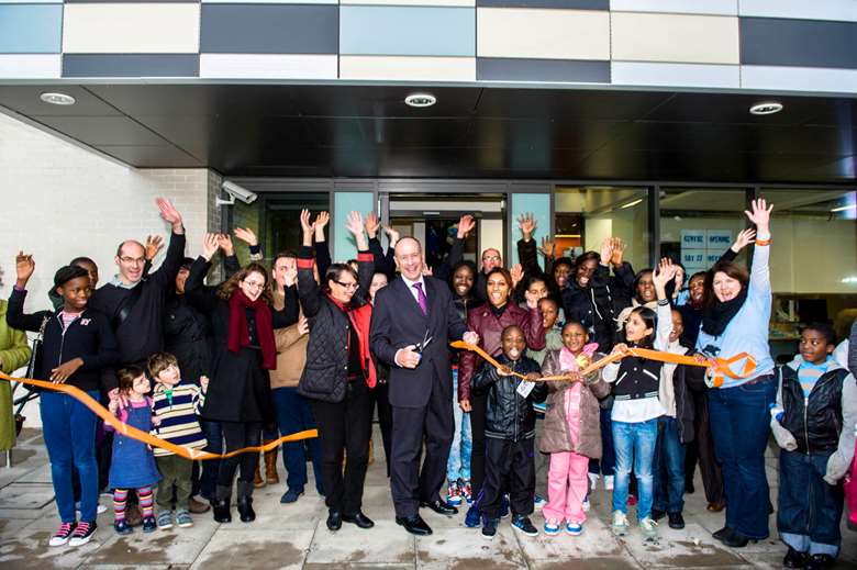 Mayor of Hackney Jules Pipe cut a ribbon to mark the opening of five new youth centres in Hackney. Image: Hackney Council