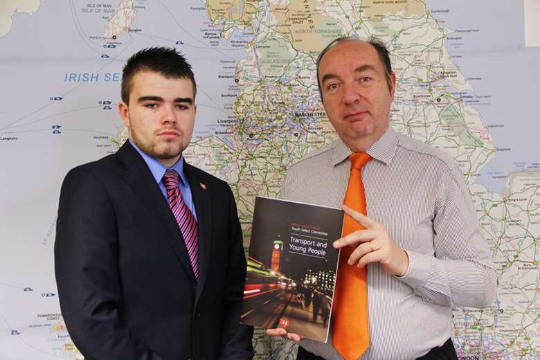 Youth Select Committee chair Dara Farrell with transport minister Norman Baker. Image: British Youth Council