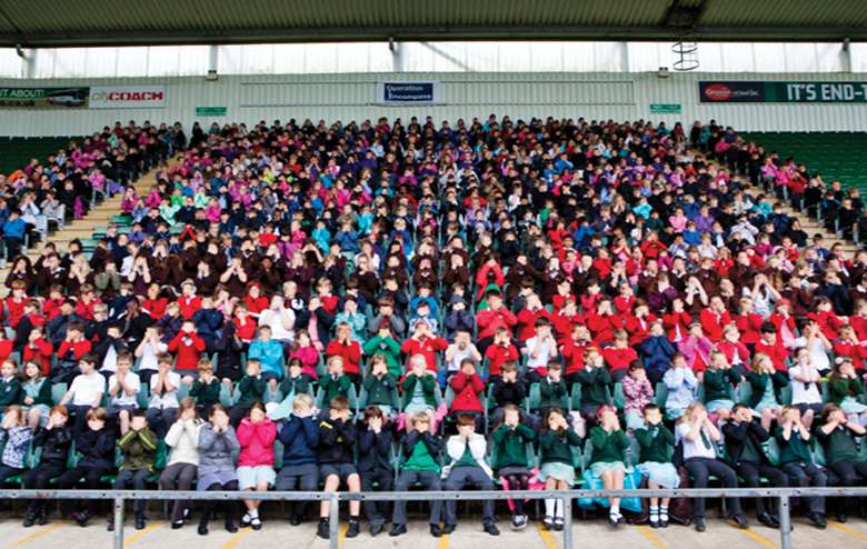In July, 1,000 children gathered at Plymouth Argyle Football Club to mark 1,000 Encompass referrals. Picture: Devon and Cornwall Police