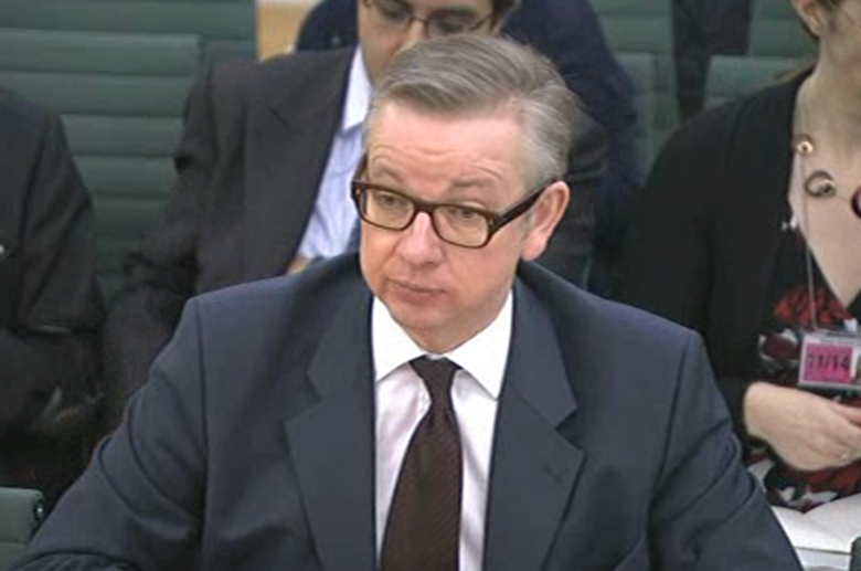 Michael Gove appears before the Education Select Committee. Picture: UK Parliament