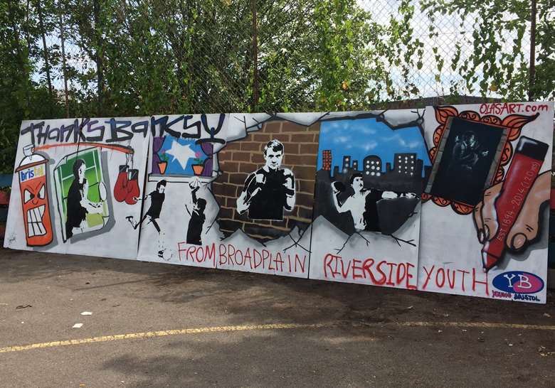 Club members painted a wall of the youth club as a thank you to Banksy for his support. Picture: Broad Plain and Riverside Youth Project