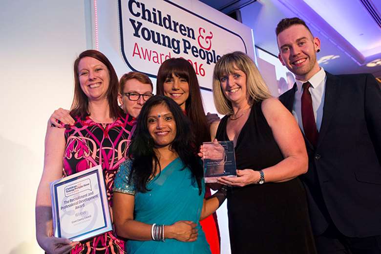 Essex Social Care Academy collect the Recruitment and Professional Development Award. Picture: Julian Dodd