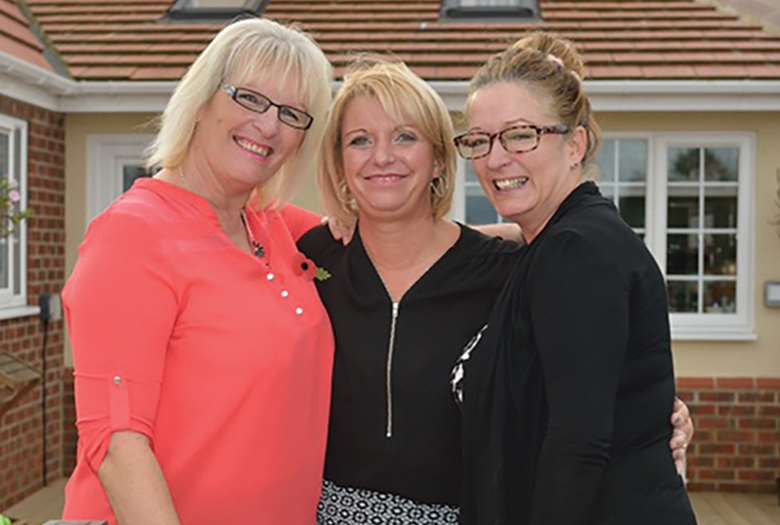 Vickie Oldroyd (centre) with hub home carers Tracey Sinnott and Janice Jinks