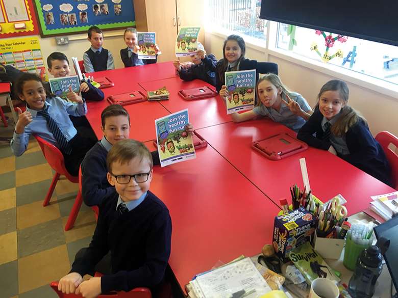 Pupils at Engayne Primary School in Upminster get excited about healthier eating choices via the Veggie Run app
