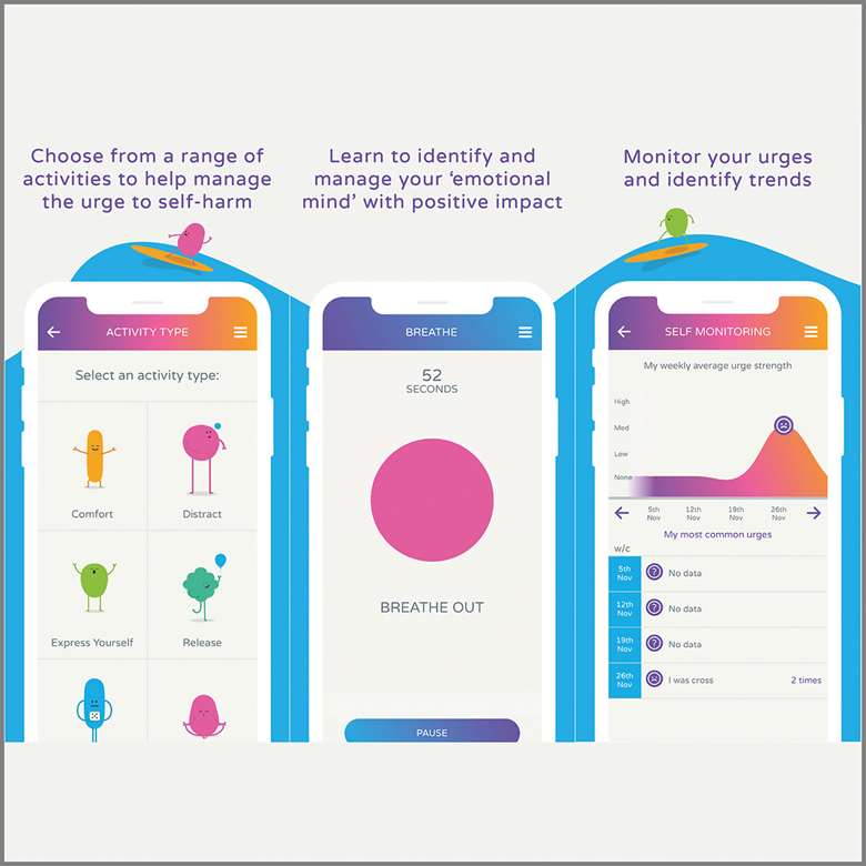 Young people at risk of self-harm learn impulse control and emotional regulation through the Calm Harm app