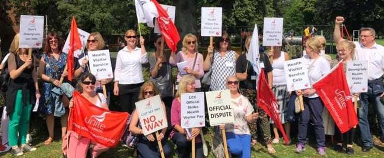 Health visitors in Lincolnshire have begun a month-long strike. Picture: Unite 