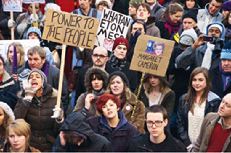 Young people demonstrate against increased university fees. Image: NUS