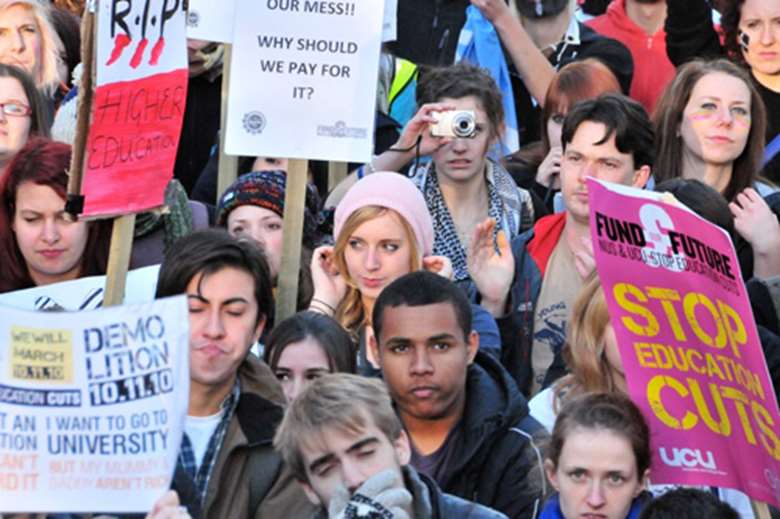 Rises in tuition fees sparked student protests across the country. Image: National Union of Students