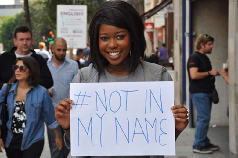 Young people gathered to speak out against the riots in the Not in Our Name event 