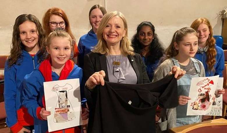 Tracy Brabin with guides in Spen. Picture: Girlguiding