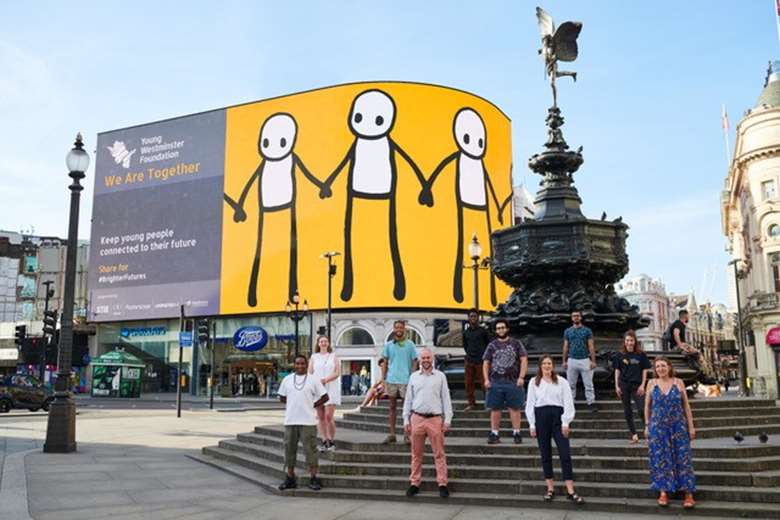 A message of hope for young people lights up London's Piccadilly Circus. Picture: YWF