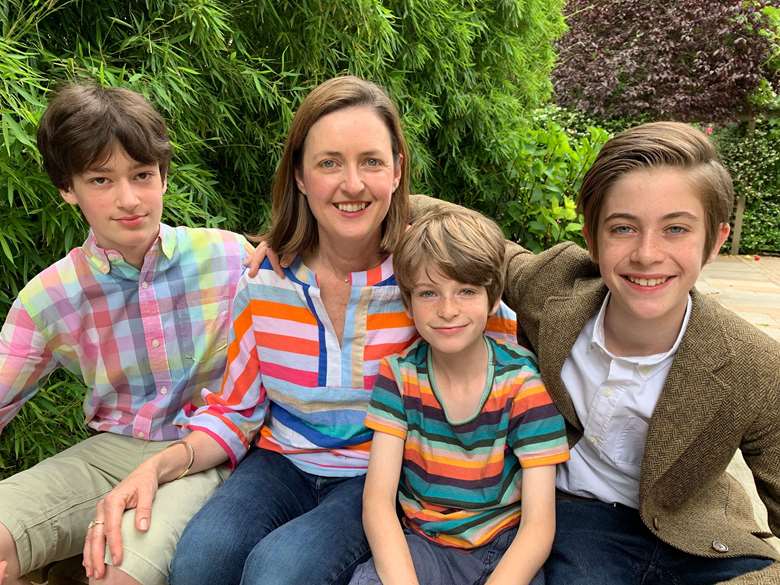 Storychest founder Charlotte McMillan with her sons. Picture: Storychest