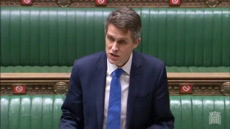 Gavin Williamson announced his plan in the House of Commons. Picture: Parliament TV