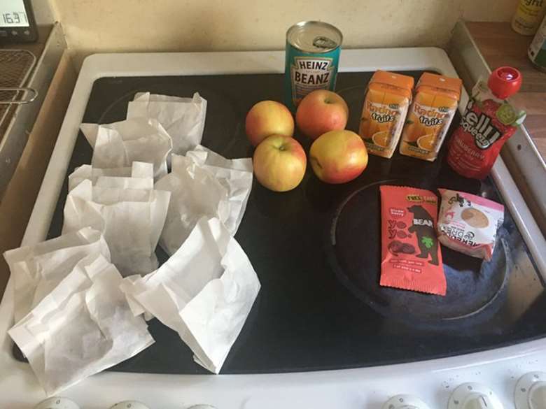 Families have shared images of 'inadequate' food parcels on Twitter. Picture: Marcus Rashford/Twitter