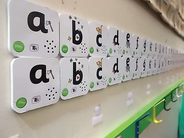 Peapod Preschool invested in new resources like this interactive talking wall after taking part in Communication Champions. Picture: Peapod Preschool