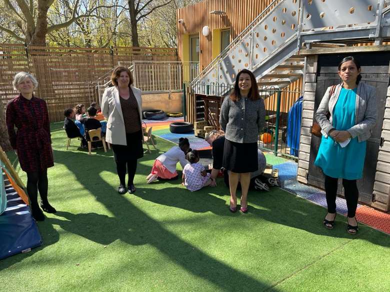MPs visited a nursery in Harrow, north London. Picture: Tulip Siddiq/Twitter