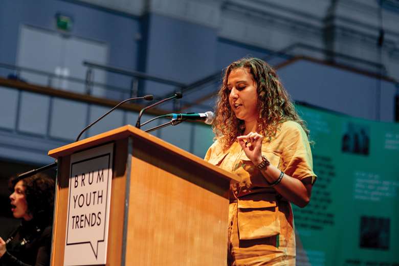 Anisa Morridadi speaks at Beatfreeks’ Brum Youth Trends event which is supported by the Act for Change Fund. Picture: Curious Rose Photography