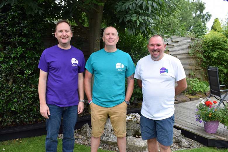 Andy Airey, Mike Palmer and Tim Owen will walk to raise awareness of suicide prevention. Picture: Ppayrus Prevention of Young Suicide