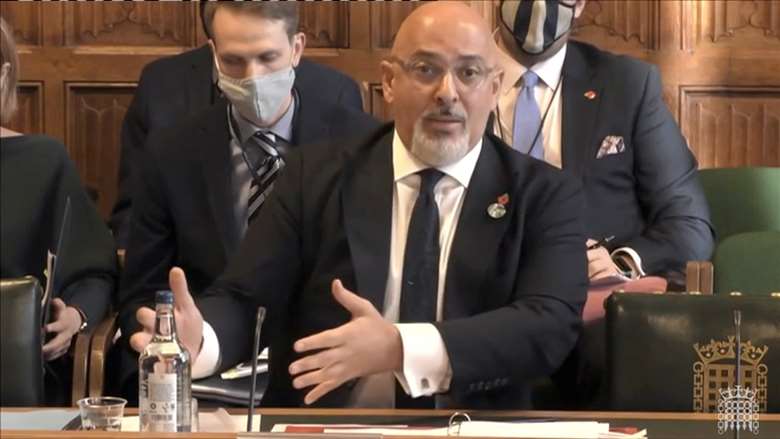 Education Secretary Nadhim Zahawi was giving evidence to the Education Select Committee. Image: Parliament TV