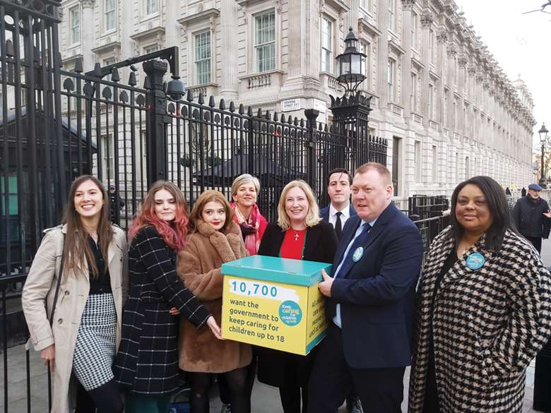 Care-experienced delegates delivered a petition to Downing Street in February. Picture: CYP Now