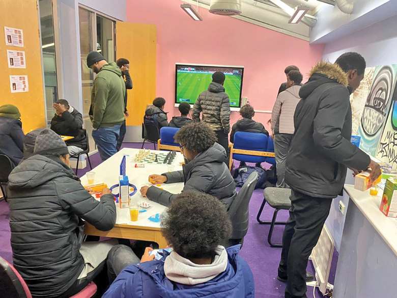 Clinical psychologists work with young men at Bruce Grove youth club in Haringey. Picture: Rise Projects