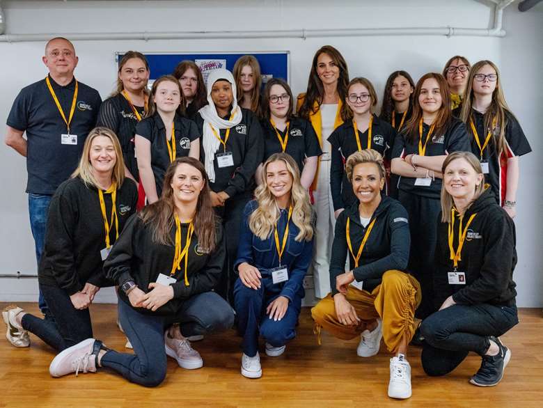 The Princess of Wales, Zara McDermott and Kelly Holmes met with young people supported by the Kelly Holmes Trust. Picture: Kelly Holmes Trust