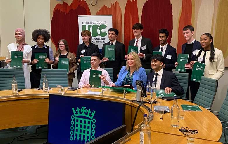 Members of the Youth Select Committee present the report in parliament. Picture: Ryan Kearney MYP/Twitter
