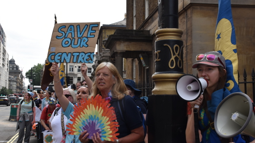 Eleanor Wilson (13), from 2nd West Blatchington Guides, led protest chants and singing. Picture: Lawrence Weetman