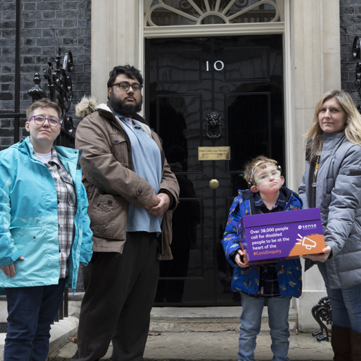 Campaigners deliver the petition to Downing Street. Picture: Sense