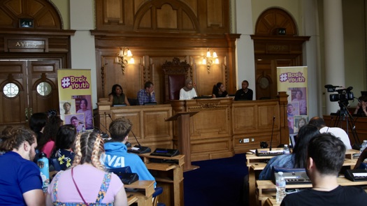 Alastair Campbell, Salma Shah and Kwajo Tweneboa were on the panel discussing answering questions from young people. Picture: Jo Rogers.