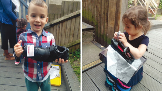 Children at Angel Pre-school were delighted with Sal’s Shoes’ donation of footwear