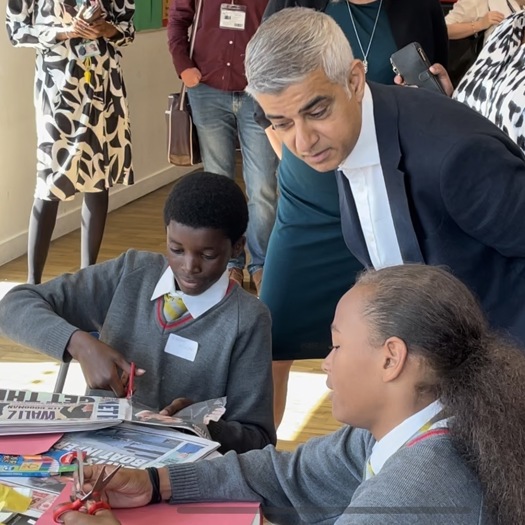 Sadiq Khan observed a mentoring session with pupils from City Heights Academy in London. Picture: CYP Now