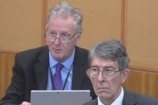 Councillors Brian Hammersley (L) and Jeff Morgan (R) spoke during an SEND discussion in January. Picture: Warwickshire Council webcast