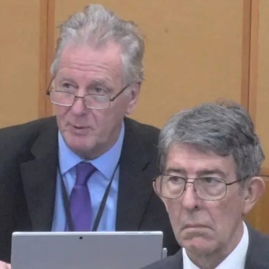 Councillors Brian Hammersley (L) and Jeff Morgan (R) spoke during an SEND discussion in January. Picture: Warwickshire Council webcast