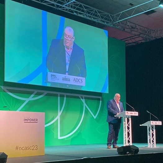 ADCS president John Pearce speaks at NCASC 2023 in Bournemouth. Picture: ADCS/Twitter