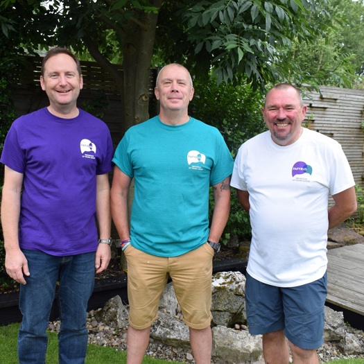 Andy Airey, Mike Palmer and Tim Owen will walk to raise awareness of suicide prevention. Picture: Ppayrus Prevention of Young Suicide