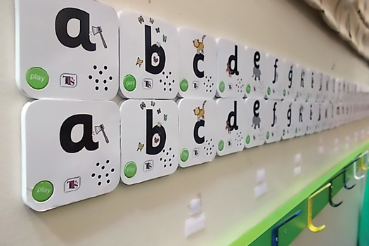 Peapod Preschool invested in new resources like this interactive talking wall after taking part in Communication Champions. Picture: Peapod Preschool