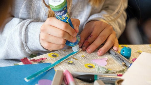 All About Me sessions take a therapeutic approach in helping children create art as a way of documenting their experiences. Picture: Blue Cabin 